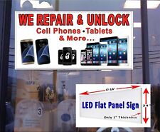 We Repair & Unlock Cell phones Tablets and more Led lightbox window sign 48
