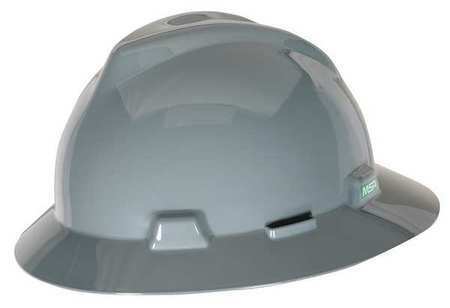 Msa Safety 454731 Full Brim Hard Hat, Type 1, Class E, Pinlock (4-Point), Gray