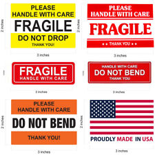 FRAGILE STICKER DO NOT DROP HANDLE WITH CARE MADE IN USA Flag DO NOT BEND THANK picture