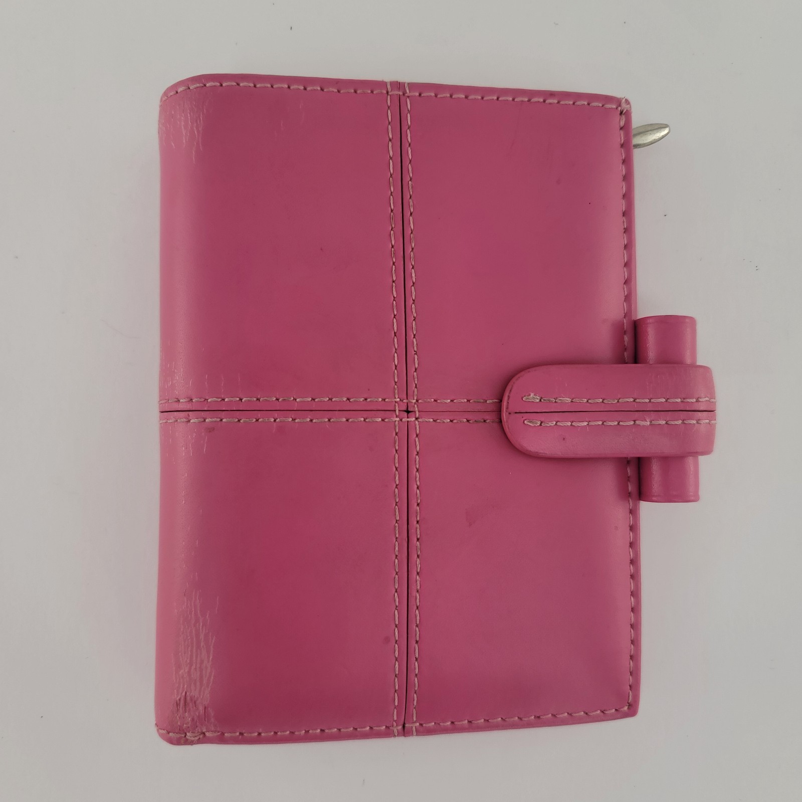 FILOFAX Classic Mini Organizer Pink Italian Leather 5 Ring Wallet Planner 4x5