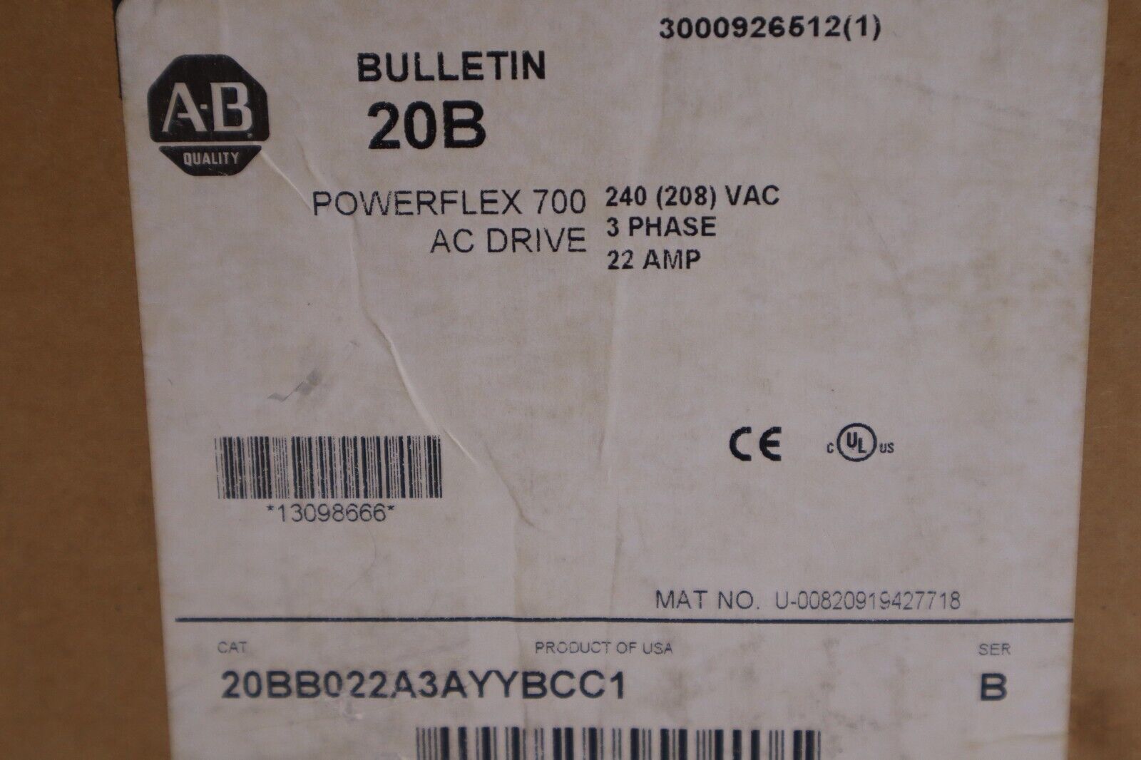 NEW Allen Bradley 20BB022A3AYYBCC1 AC VFD Variable Frequency Drive STOCK 4708
