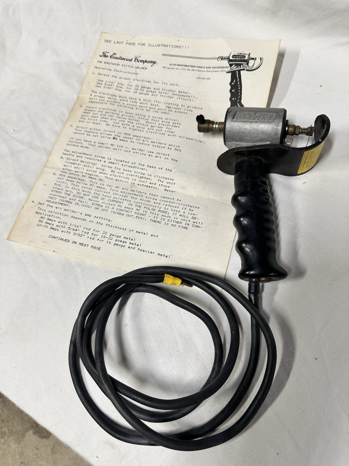 Vintage Eastwood Kel-Arc Stitch Welder #19031 Auto Body Sheet Metal with Manual Vintage Eastwood Kel-Arc Stitch Welder #19031 Auto Body Sheet Metal with Manual