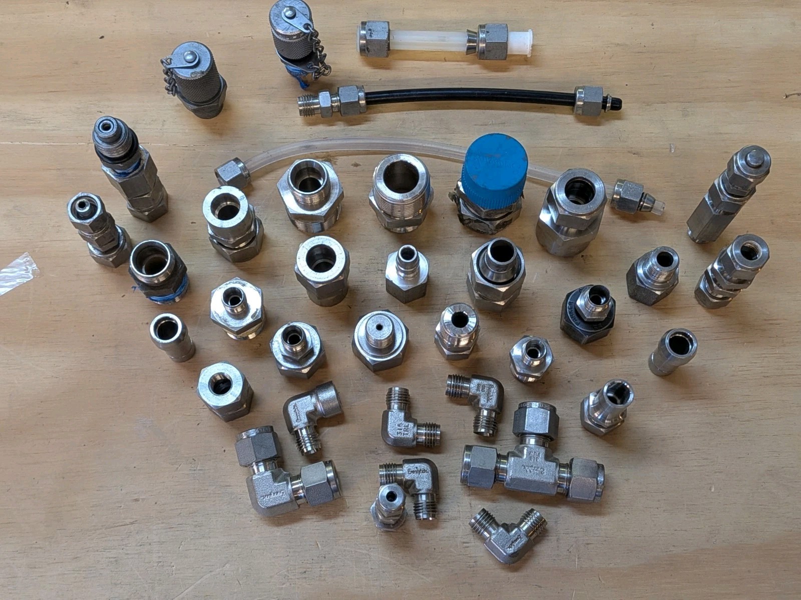 Swagelok Parker Stainless Instrument Fittings Lot Compression Tees Elbows