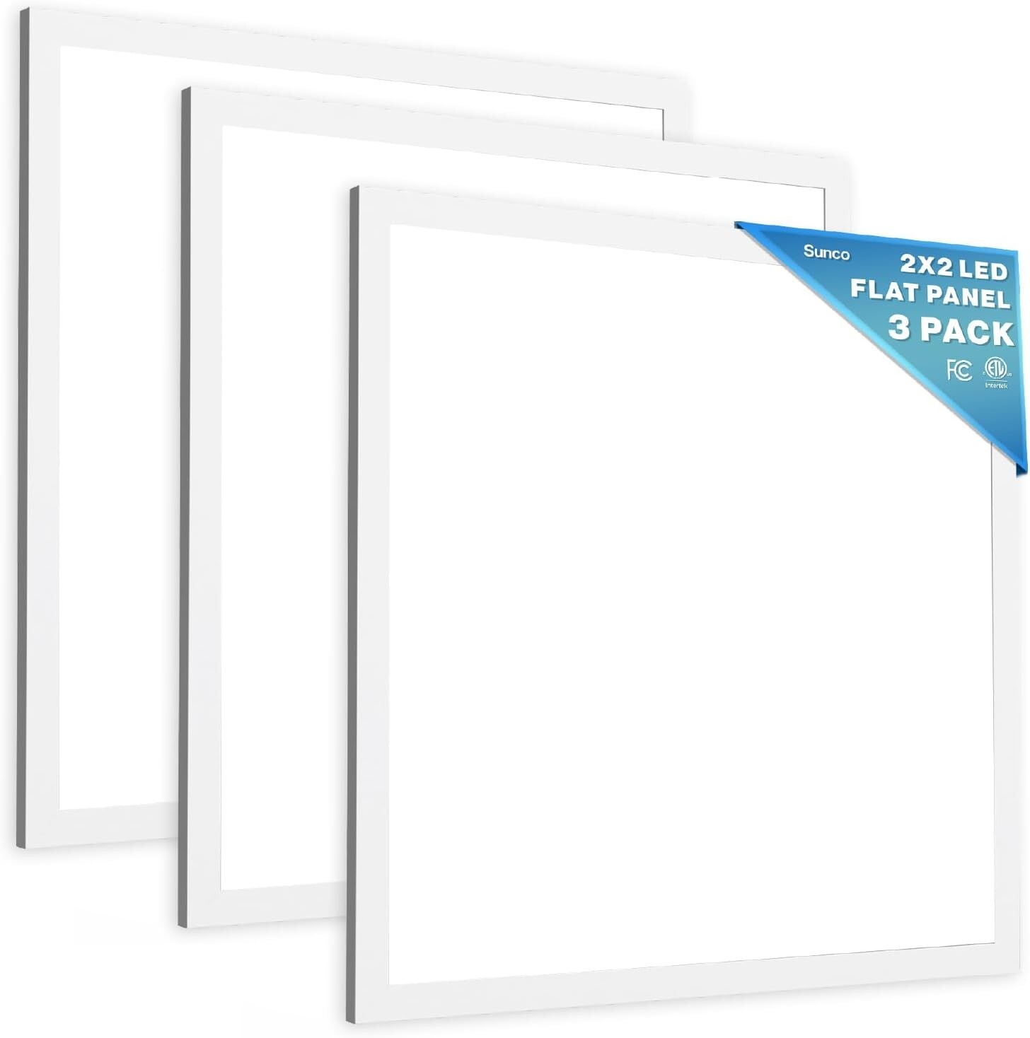 3-Pack Sunco 2x2 LED Drop Ceiling Light Panels – 40W 4000K 0-10V Dimmable