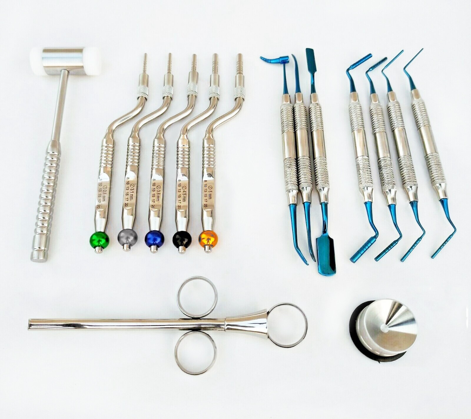 15-Piece Stainless Steel Dental Instrument Set with Osteotomes, Packers