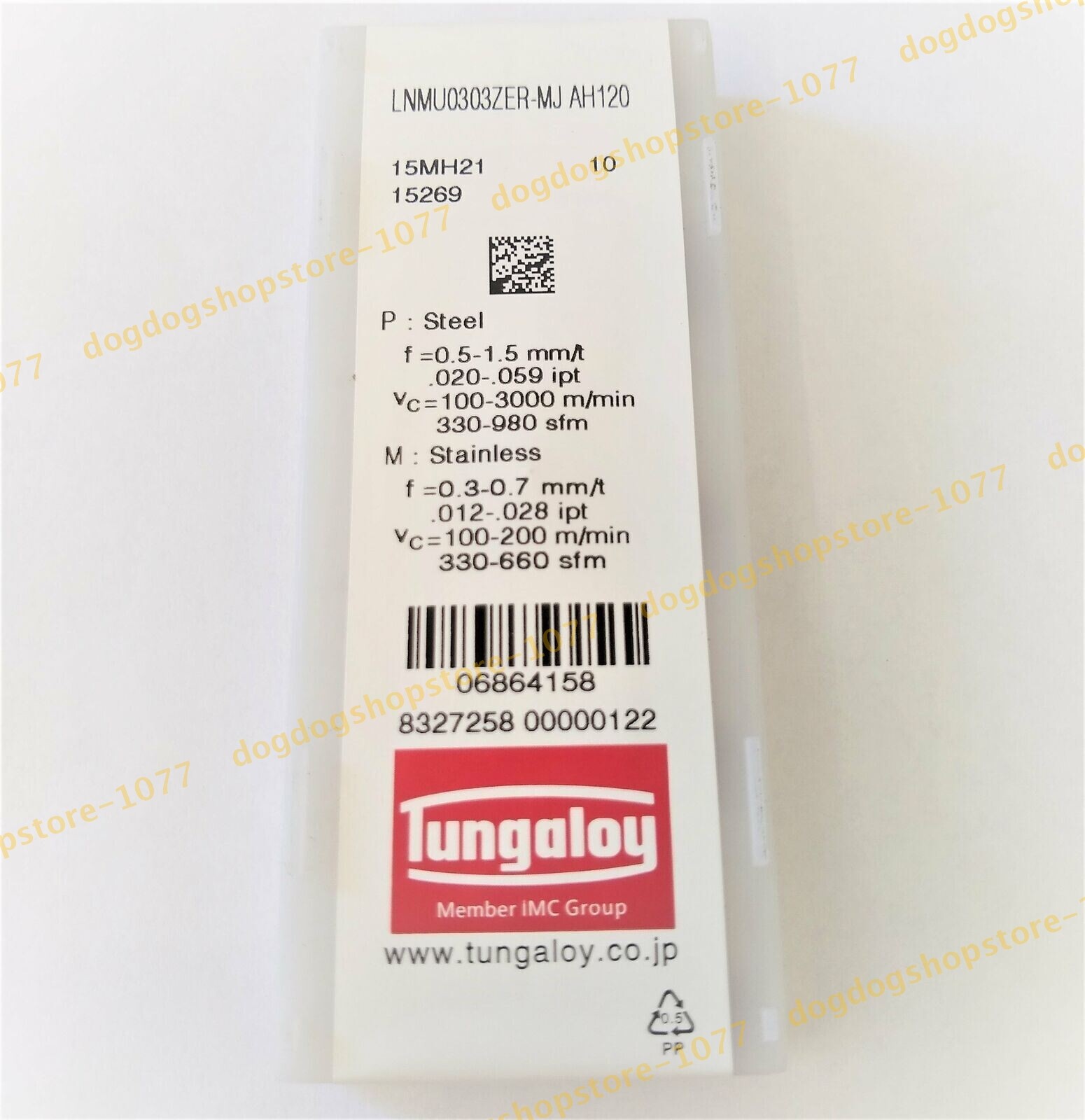 LNMU0303ZER-MJ AH120 CARBIDE INSERTS, 10 PCS FOR STAINLESS STEEL TUNGALOY