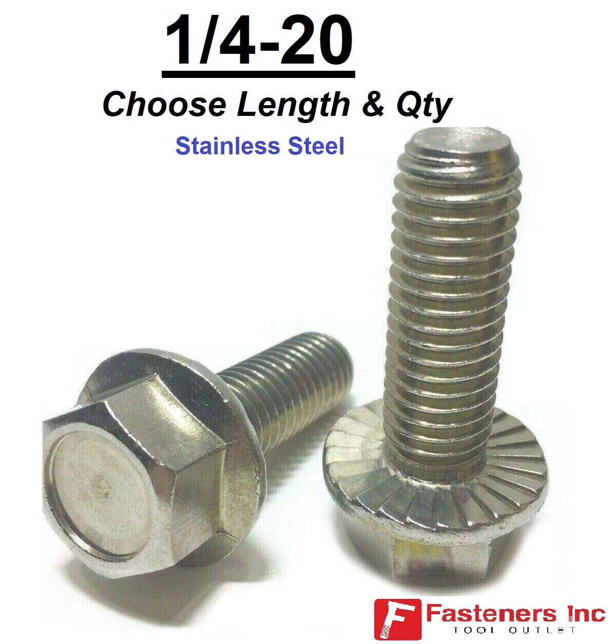 1/4-20 Stainless Steel Serrated Flange Hex Cap Screws Bolts Choose Length & Qty 1/4-20 Stainless Steel Serrated Flange Hex Cap Screws Bolts Choose Length & Qty