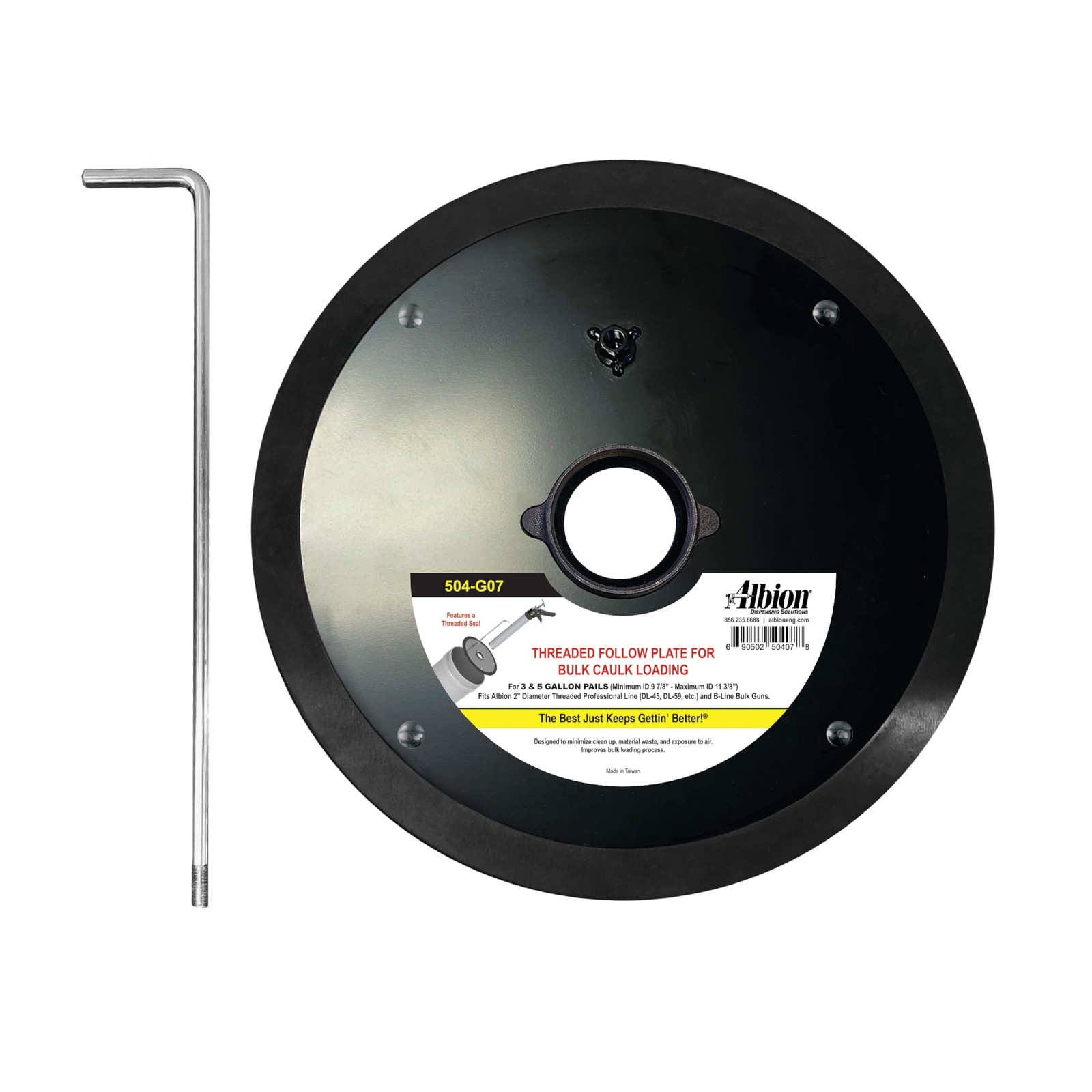 Albion Engineering 504-G07 Threaded Follow Plate for 5 Gallon Pail Albion Engineering 504-G07 Threaded Follow Plate for 5 Gallon Pail