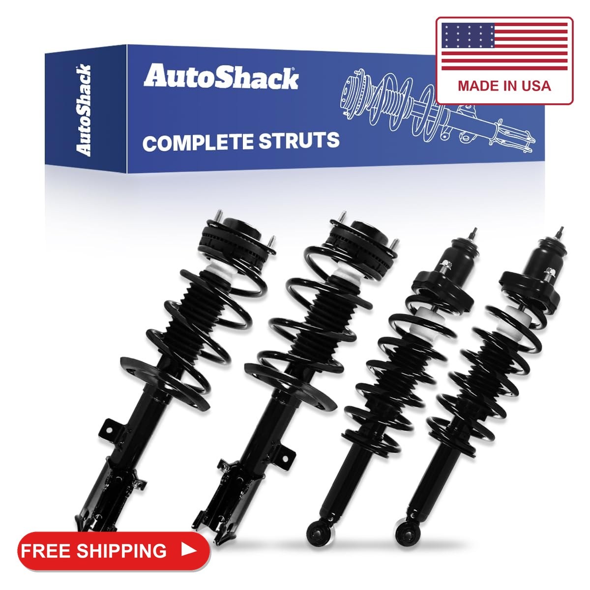 AutoShack Front & Rear Complete Struts Assembly with Coil Springs, 4pcs AutoShack Front & Rear Complete Struts Assembly with Coil Springs, 4pcs