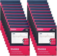 XKDOUS 20 Pack Invoice Book, 2-Part Carbonless, 5-9/16