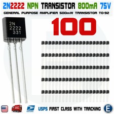 100pcs 2N2222A NPN 2N2222 TO-92 Plastic-Encapsulate Power Transistors 75V 0.8A picture