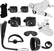 7-Pcs BDSM Kit for Beginners, Black Bondage Set for Couples with Adjustable W... picture