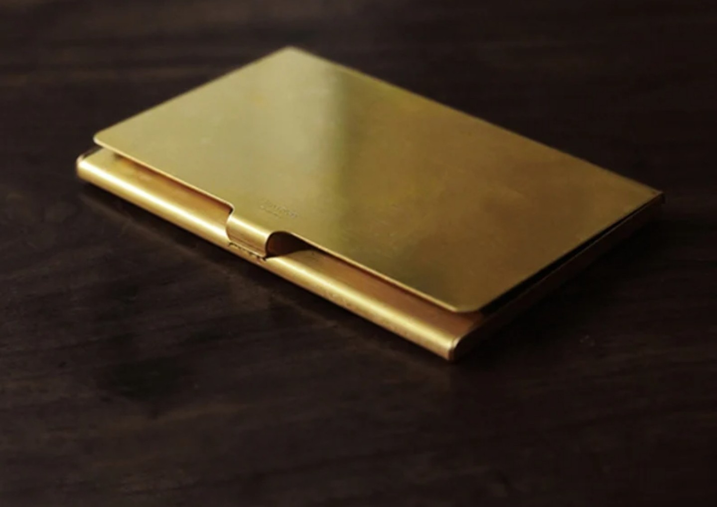 Vintage Solid Brass Business Card Holder Desk Stand Office Decor Mid Century