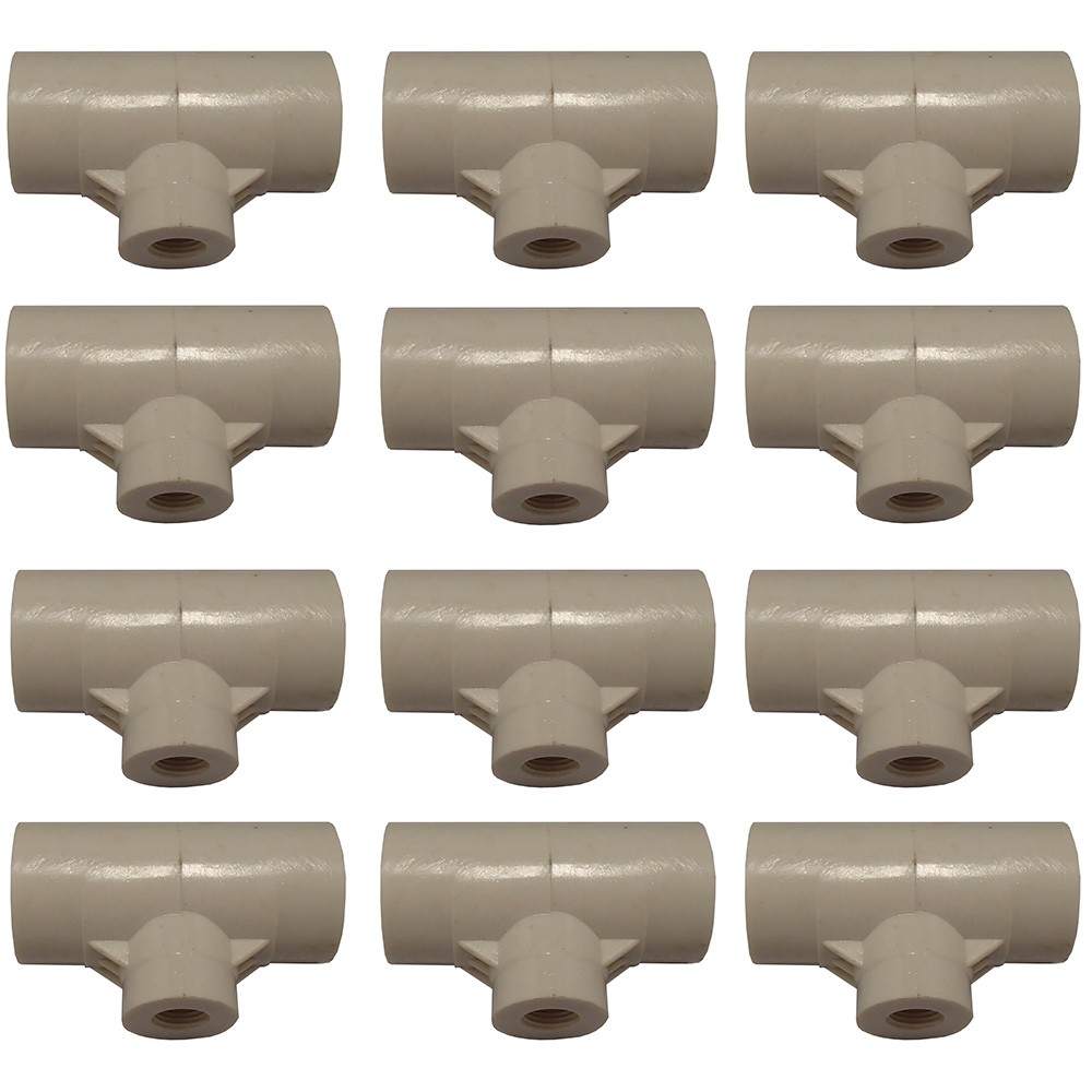 (12-Pack) PVC Tee Fitting 1/2