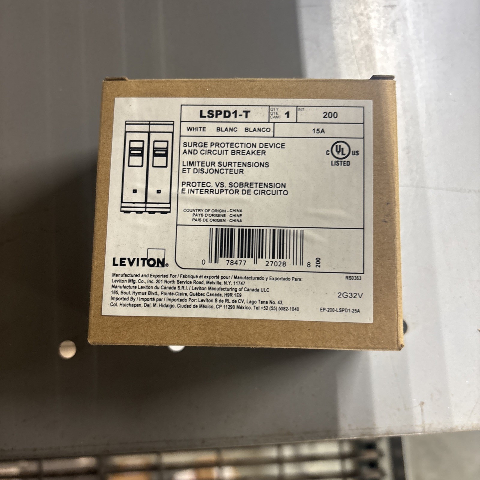 Leviton LSPD1-T Plug-On Surge Protection Device 15A
