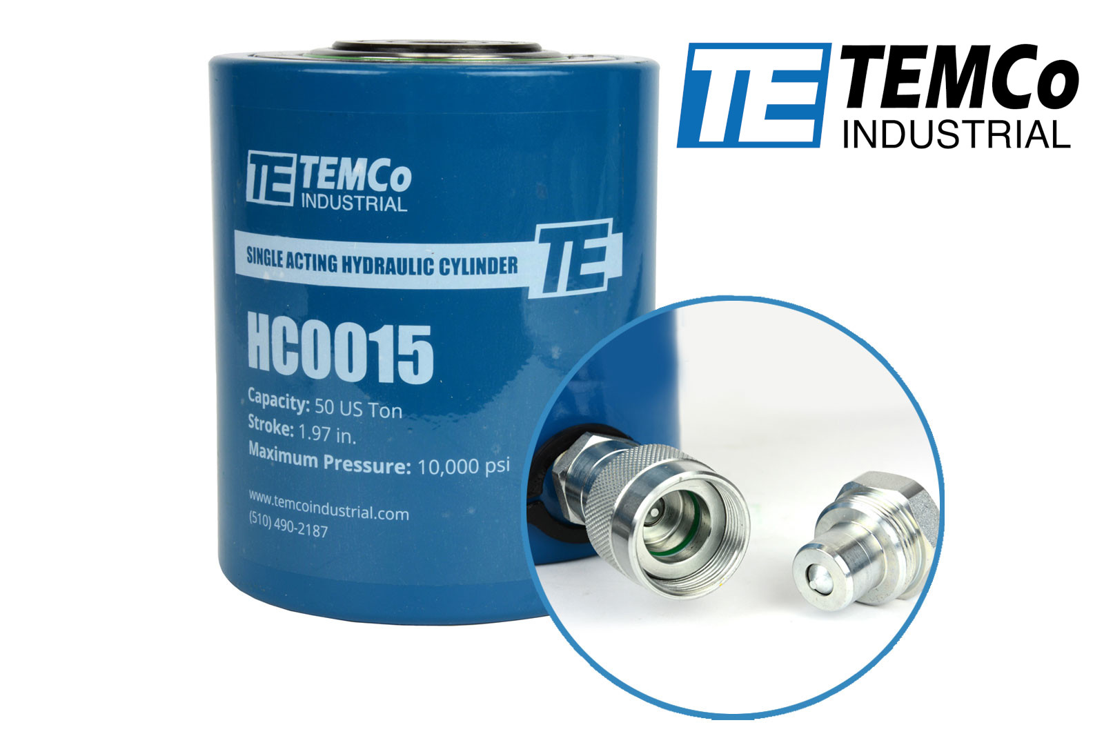 TEMCo HC0015 - Hydraulic Cylinder Ram Single Acting 50 TON 2\ TEMCo HC0015 - Hydraulic Cylinder Ram Single Acting 50 TON 2\