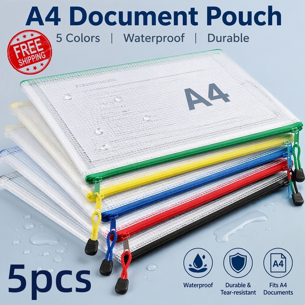 5 PCS A4 Zippered document bag, Waterproof file bag/Zipper sealed bag(5 Color) 5 PCS A4 Zippered document bag, Waterproof file bag/Zipper sealed bag(5 Color)