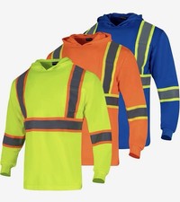 3Pk High Visibility Safety Shirts for Men w Hood Reflective Long Sleeve Class 3 picture