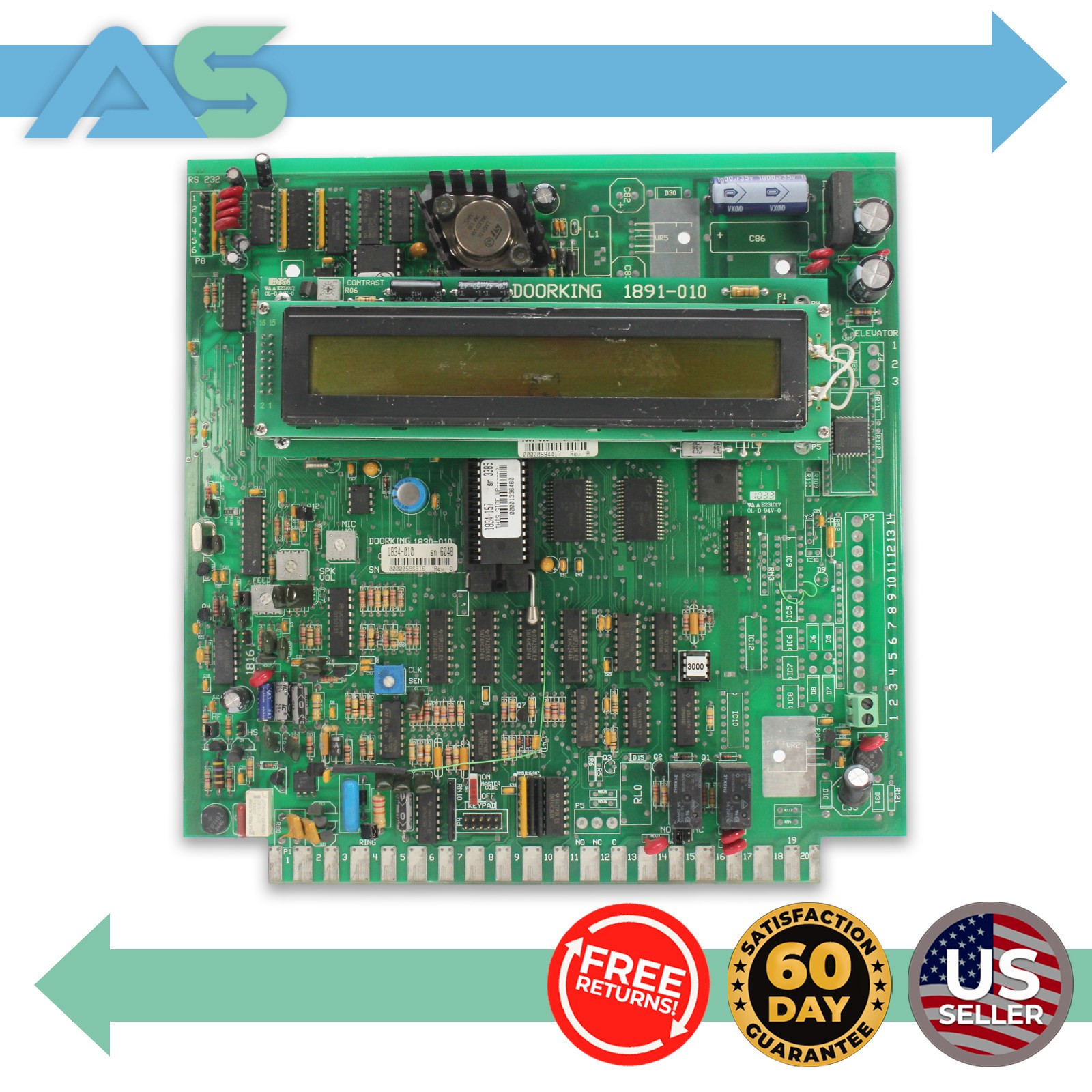 DoorKing 1834-010 DKS 1830 Series Telephone Entry Access Control Board PCB U2