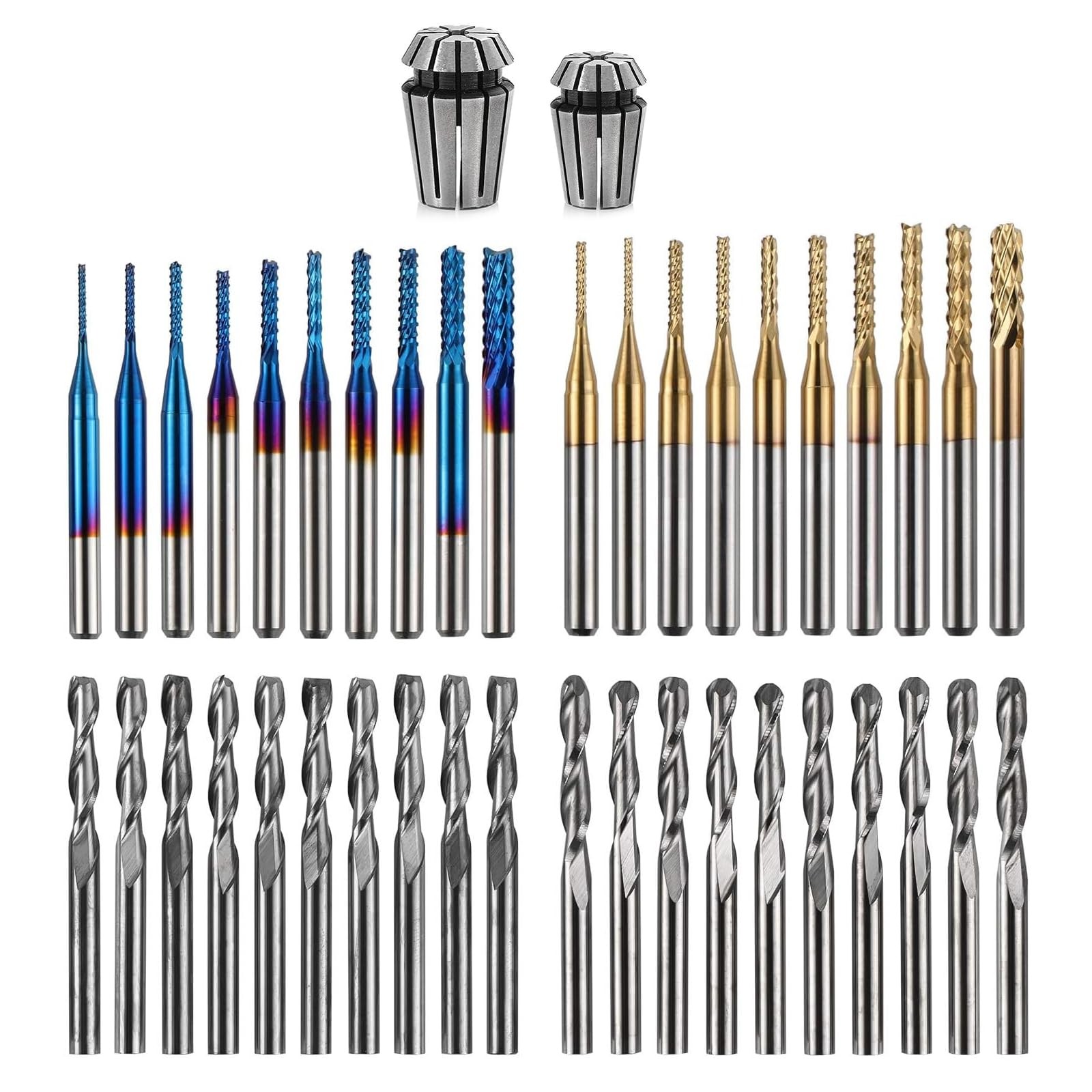 40Pcs End Mill CNC Router Bits Set 1/8 40Pcs End Mill CNC Router Bits Set 1/8
