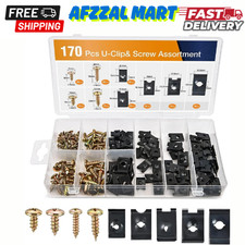 170Pcs Car U-Clip and Screw Assortment Kit 9 Different Sizes Automotive U Nut an picture