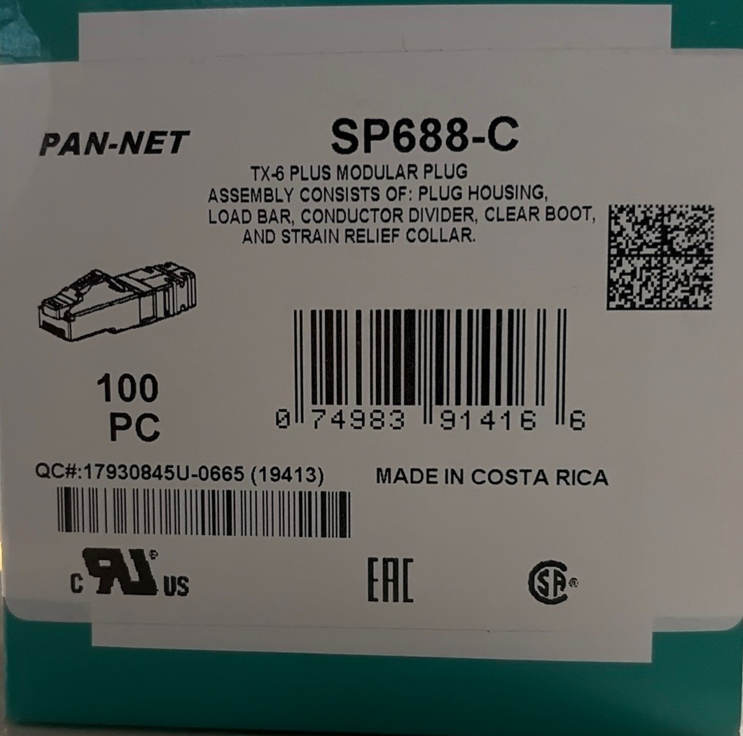 Panduit SPS688-C (TX-6 PLUS Shielded Modular Plugs, 100-pack Panduit SPS688-C (TX-6 PLUS Shielded Modular Plugs, 100-pack