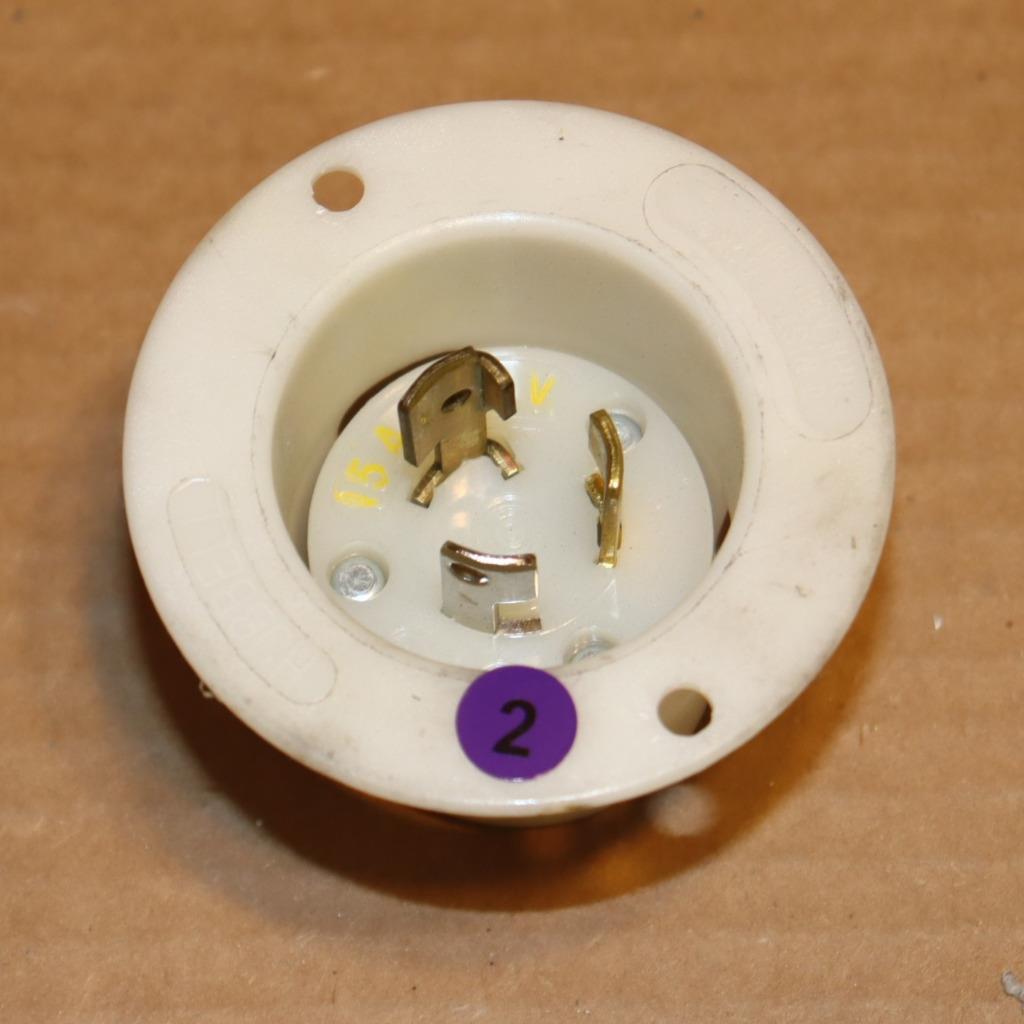 One Hubbell HBL4716C 15A Flanged Twist-Lock Inlet Male Plug 2P 3W 125VAC L5-15P