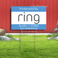 Protected By Ring Audio Video Surveillance Indoor Outdoor Yard Sign with metal s picture