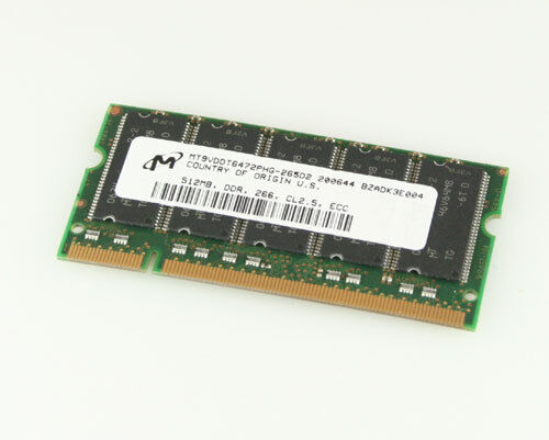 1x Micron SDRAM DDR 512MB 200 PIN SODIMM Memory Module Ram MT9VDDT6472PHG-265D2