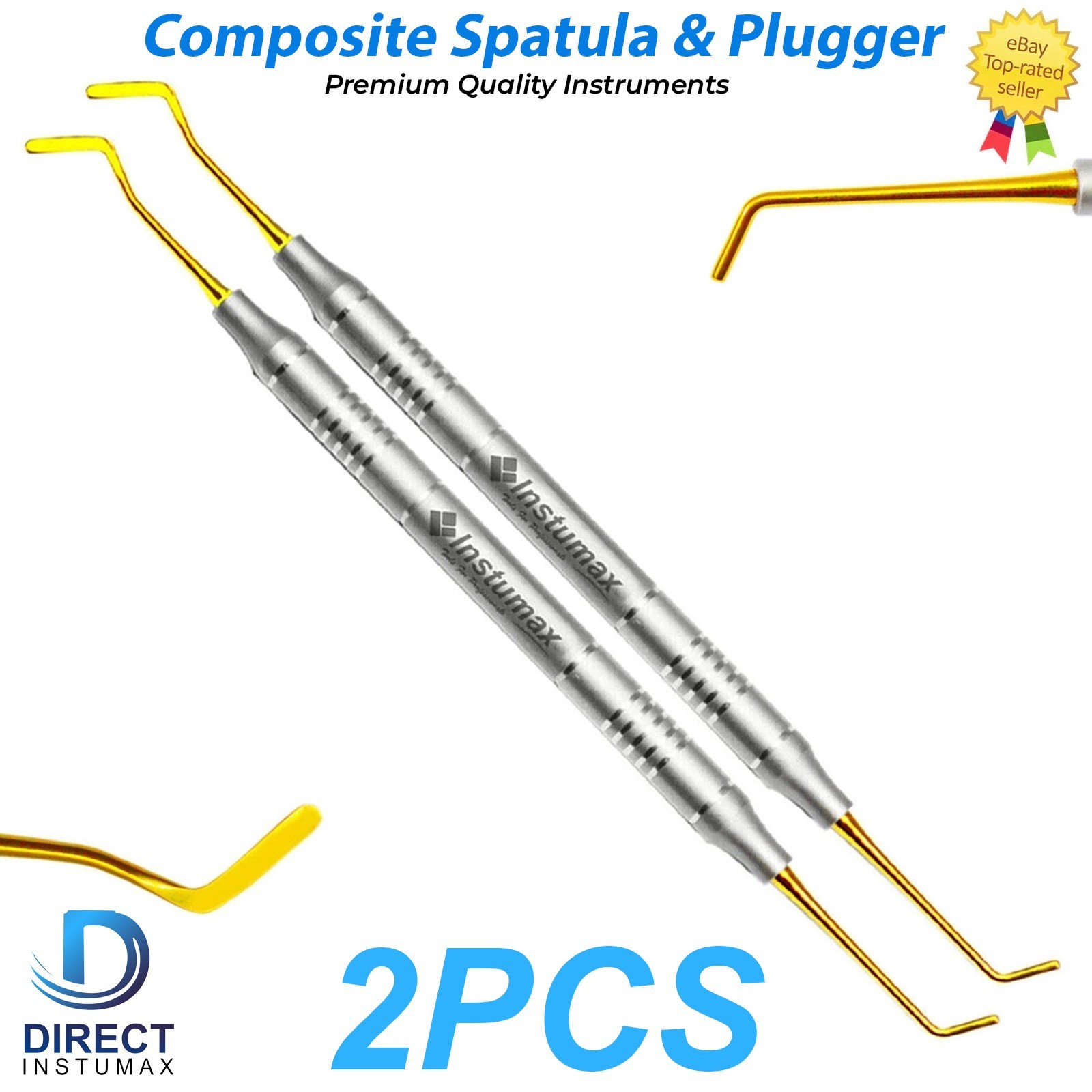 Dental Composite Filling Instruments – Spatula & Plugger with Titanium Gold Tips Dental Composite Filling Instruments – Spatula & Plugger with Titanium Gold Tips