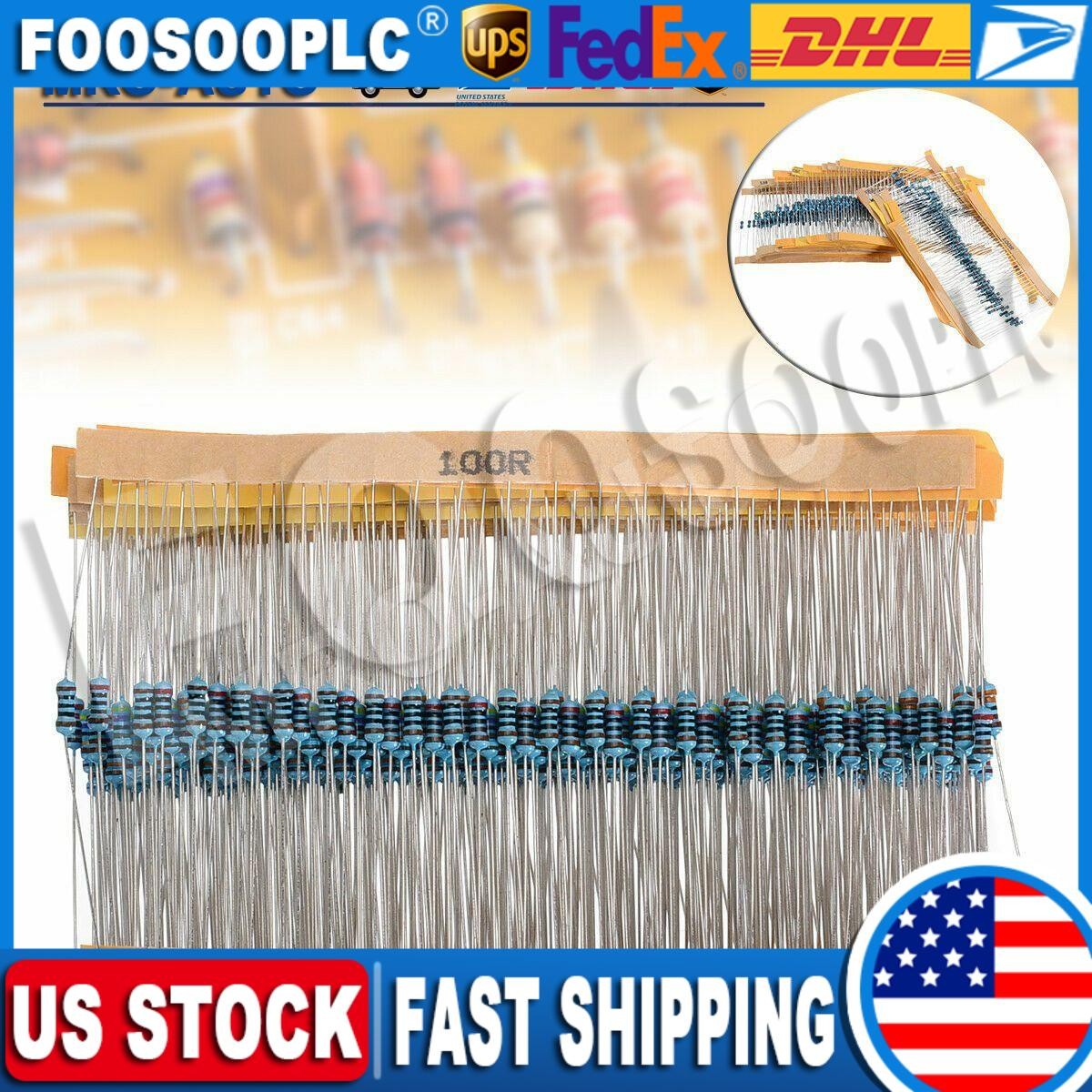 600pcs 30 Values 1/4W Metal Film Resistors Resistance Assortment Kit Set 1% USA 600pcs 30 Values 1/4W Metal Film Resistors Resistance Assortment Kit Set 1% USA
