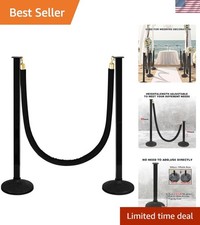Elegant 2 Pack Stanchions with Adjustable Velvet Rope for Crowd Control Events picture