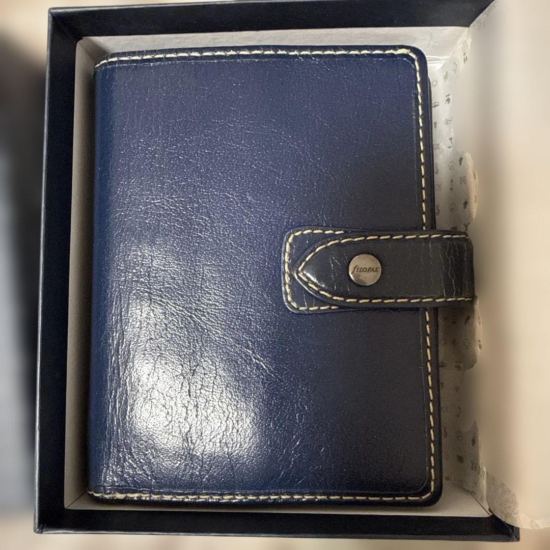Filofax Mini 6 Small Pocket Size Malden Navy Leather Planner Organizers With Box