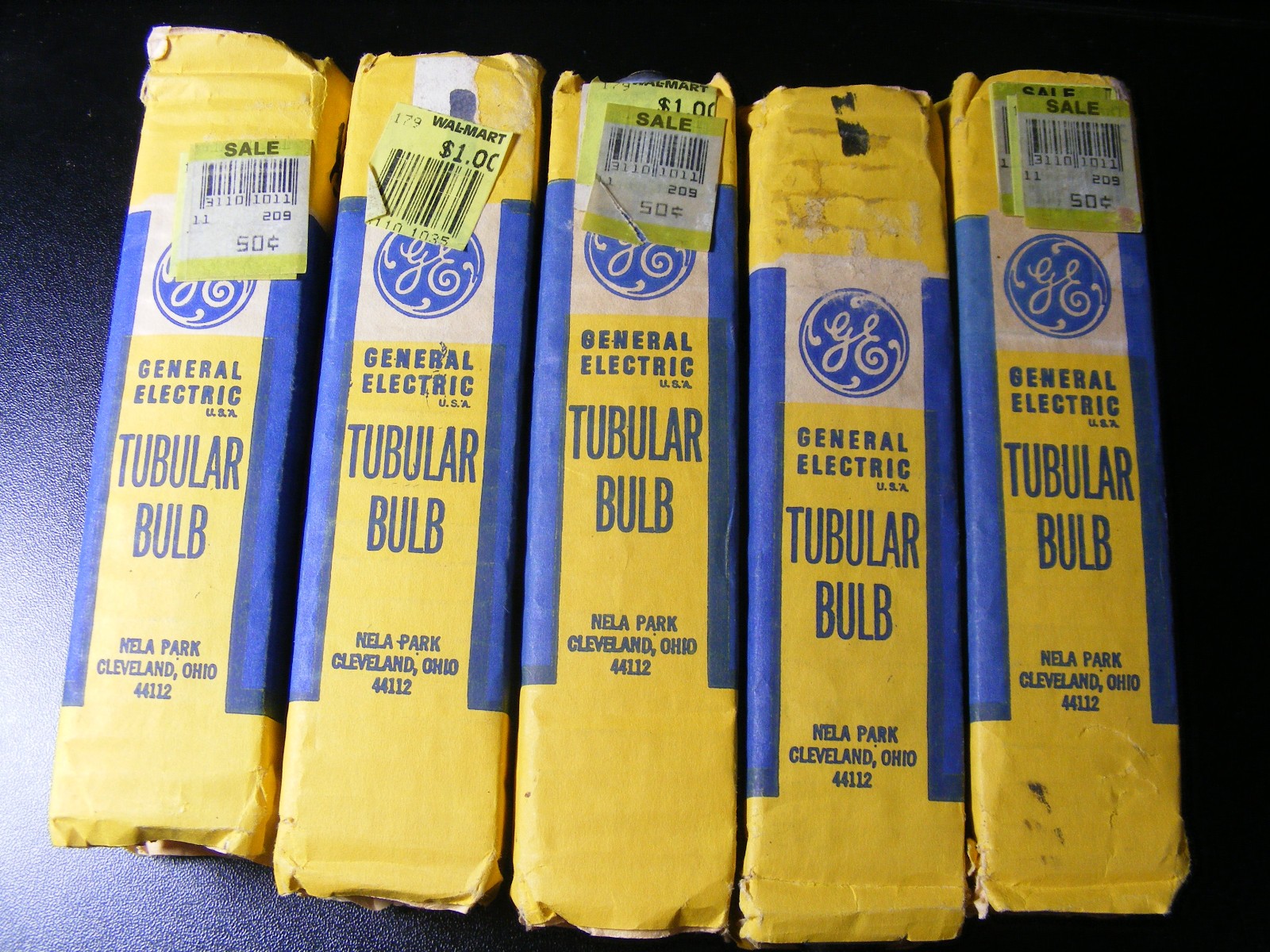 Vintage 5 GE Tubular 40W Bulbs One Frosted