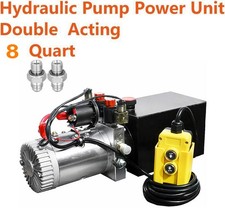 8 Quart Double Acting Hydraulic Pump Electric Dump Trailer 12V Power Unit Pack picture