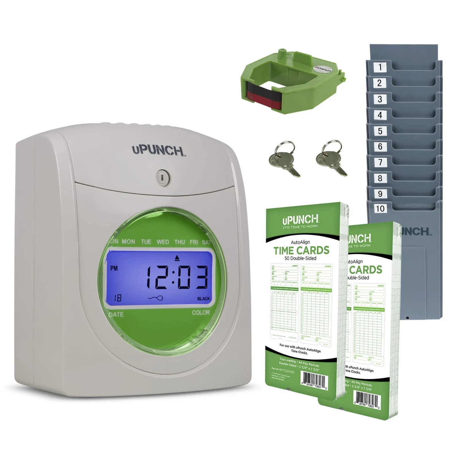 Upunch HN1500 Starter Time Clock Bundle for Small Business: Employee Punch Clock