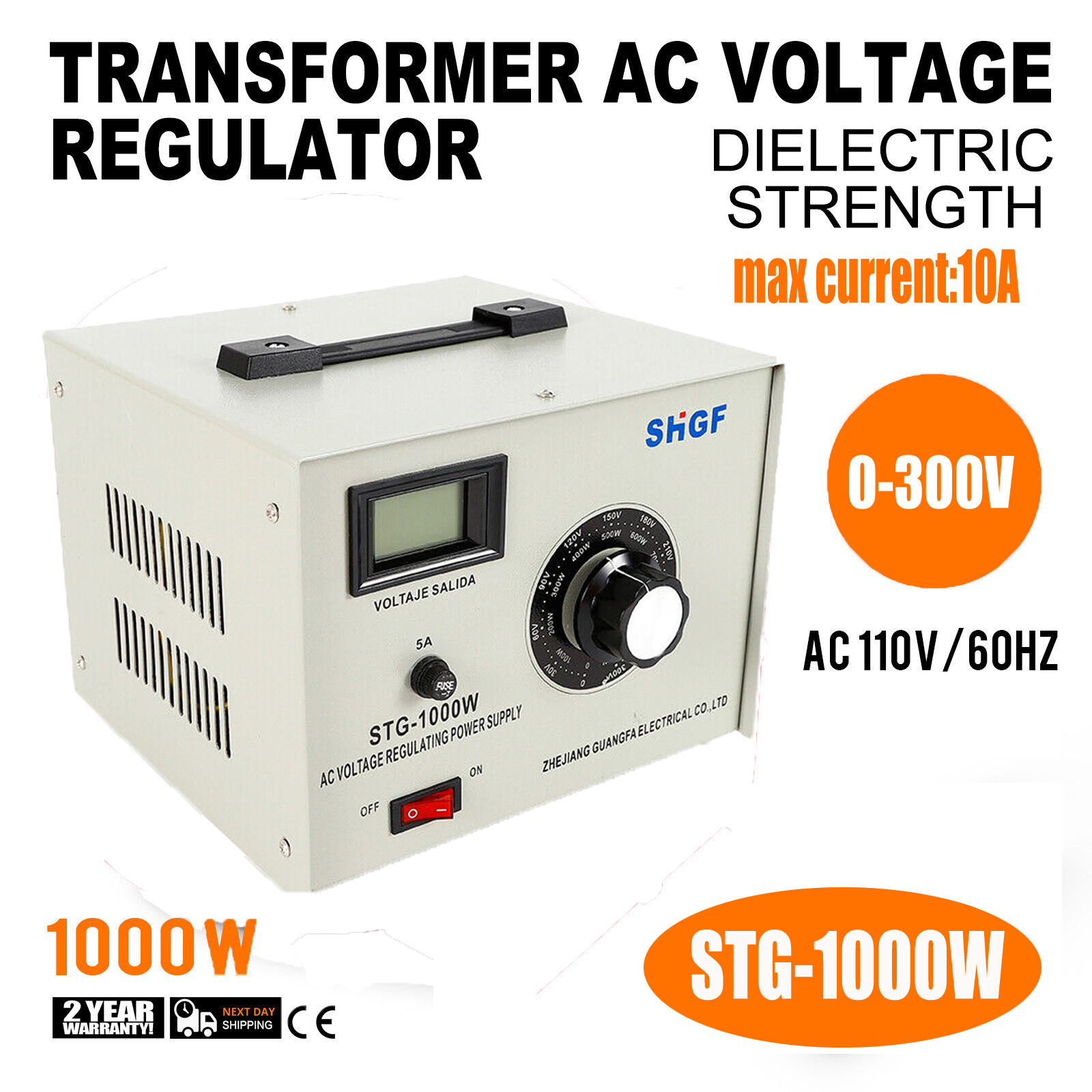1000W 0-300V Variac Auto Transformer AC Variable Voltage Regulator Metered USA