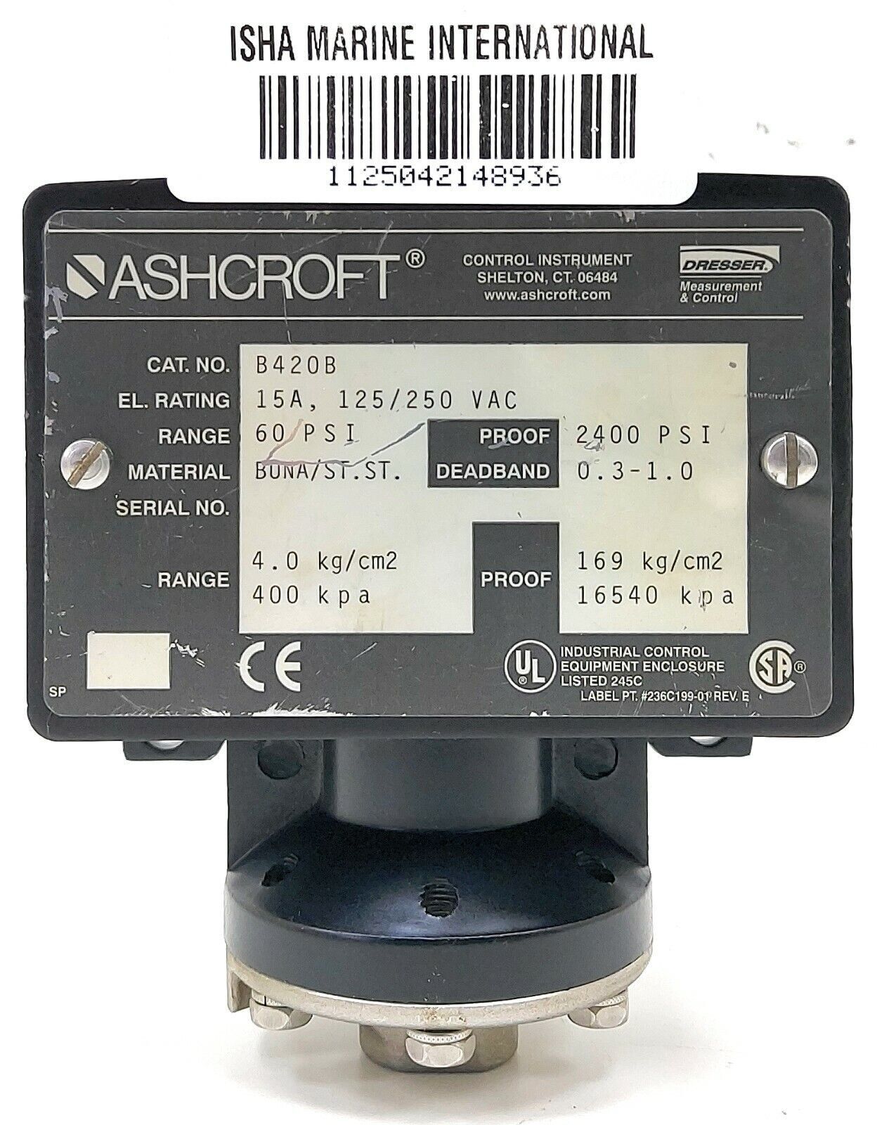 Ashcroft Dresser B420B Pressure Switch 8936