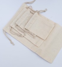 10 x 15 Inches 100% Cotton Reusable Storage Premium Double Drawstring Bags picture