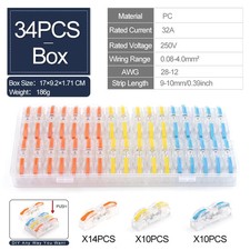 34PCS Boxed Lever Quick Home Wire Connectors Terminals Conductor Spliceable Butt picture