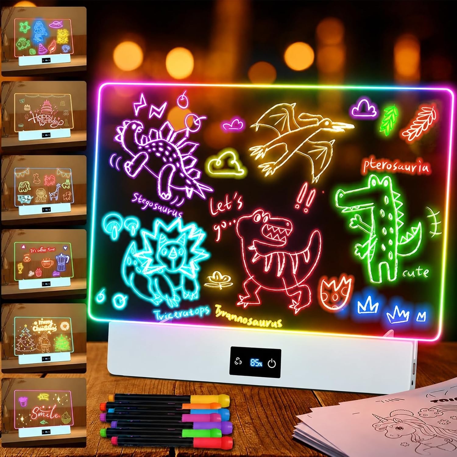 16“ Rechargeable BLUE- LED Drawing Board/Tablet 7 Colors Light 16“ Rechargeable BLUE- LED Drawing Board/Tablet 7 Colors Light
