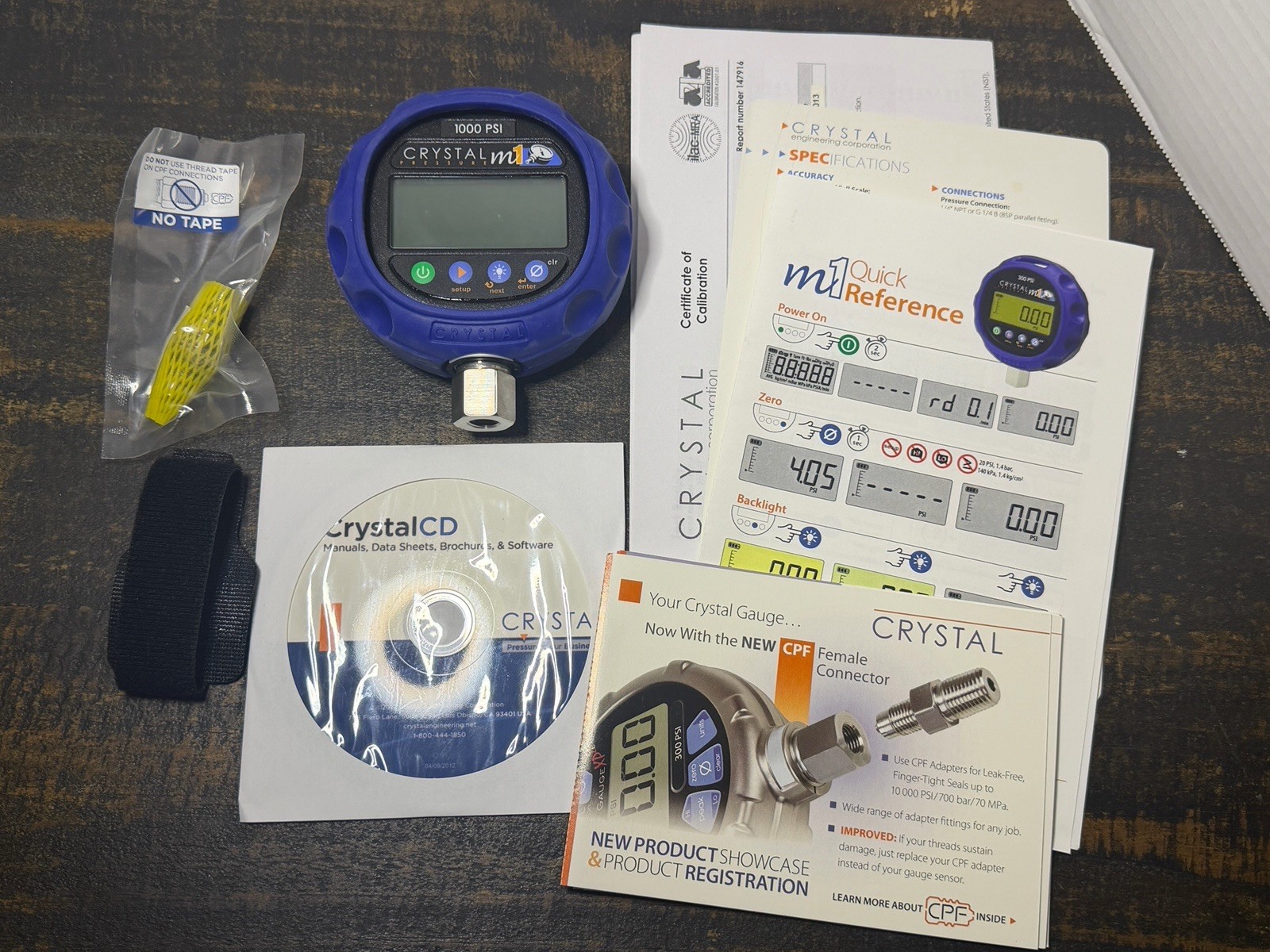 Crystal Engineering M1 1000 PSI Digital Pressure Gauge Calibrated M1-1KPSI