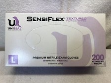 200 Uniseal SensiFlex 202-8 Large Nitrile Exam Gloves Powder-free Textured (3295 picture