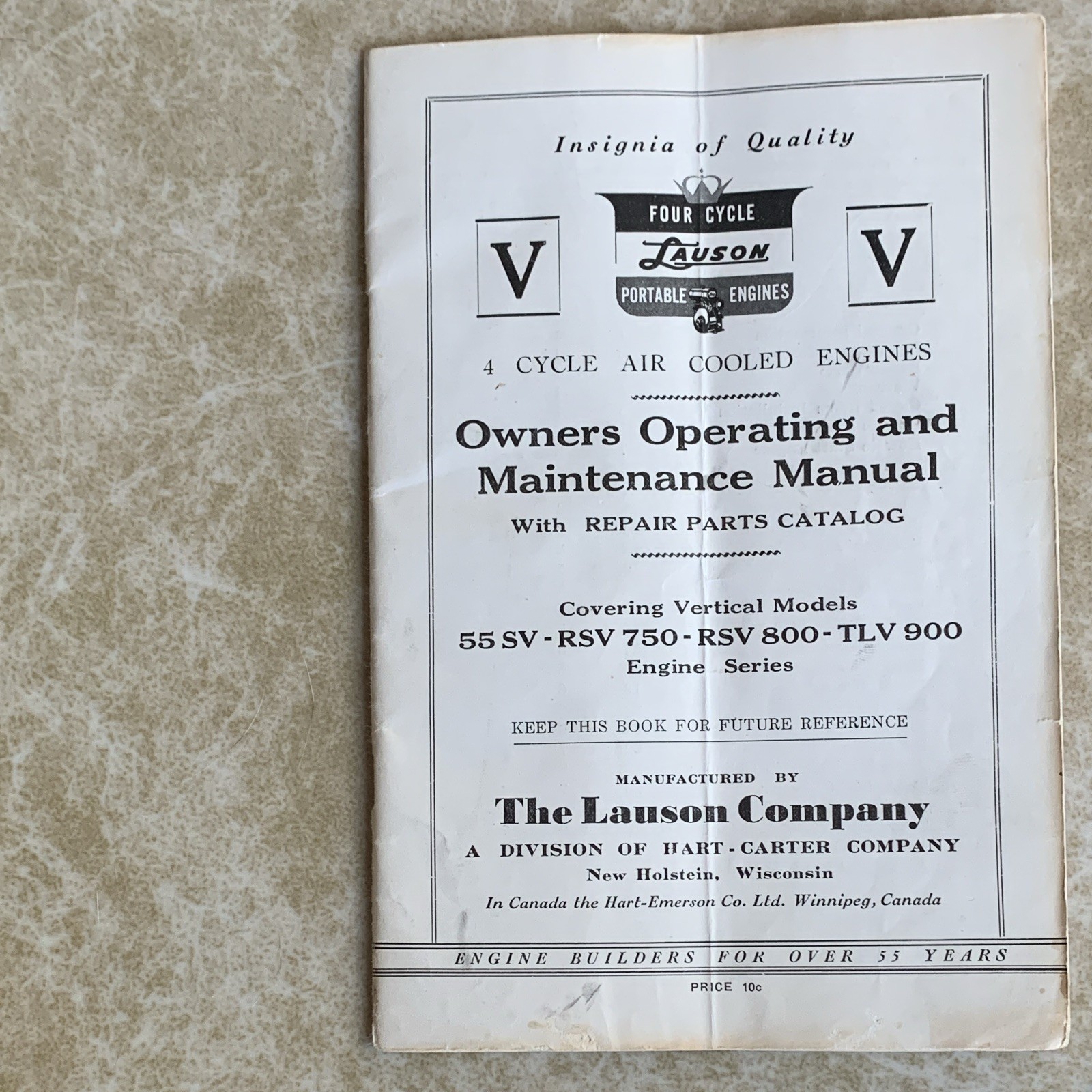 Lauson 4-cycle Portable Engines; Operating And Maint. Manual: Vertical Models Lauson 4-cycle Portable Engines; Operating And Maint. Manual: Vertical Models