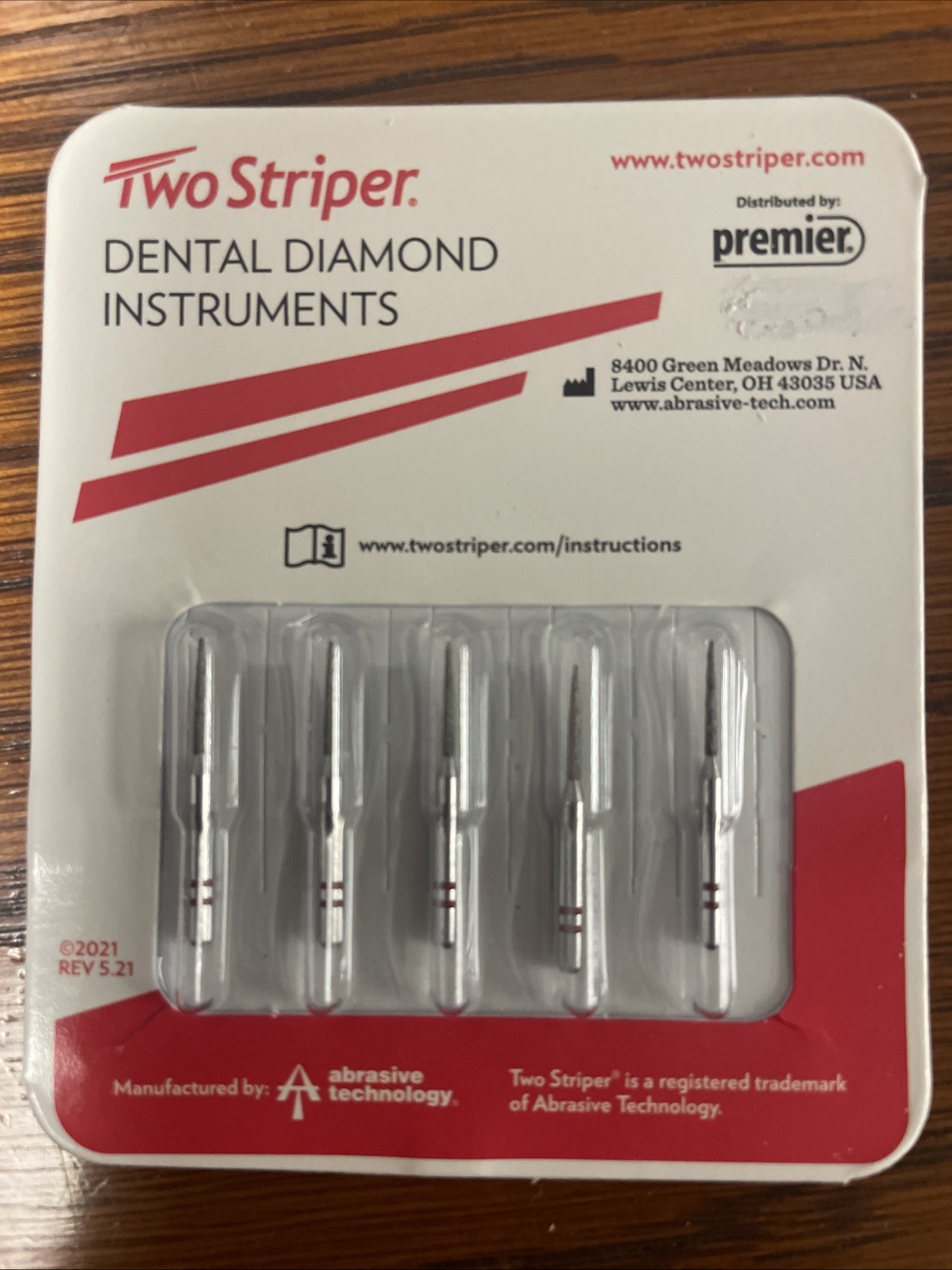 Abrasive Technology Two Striper 261.8F Diamond Burs 5/Pk 3 Total Packs =15