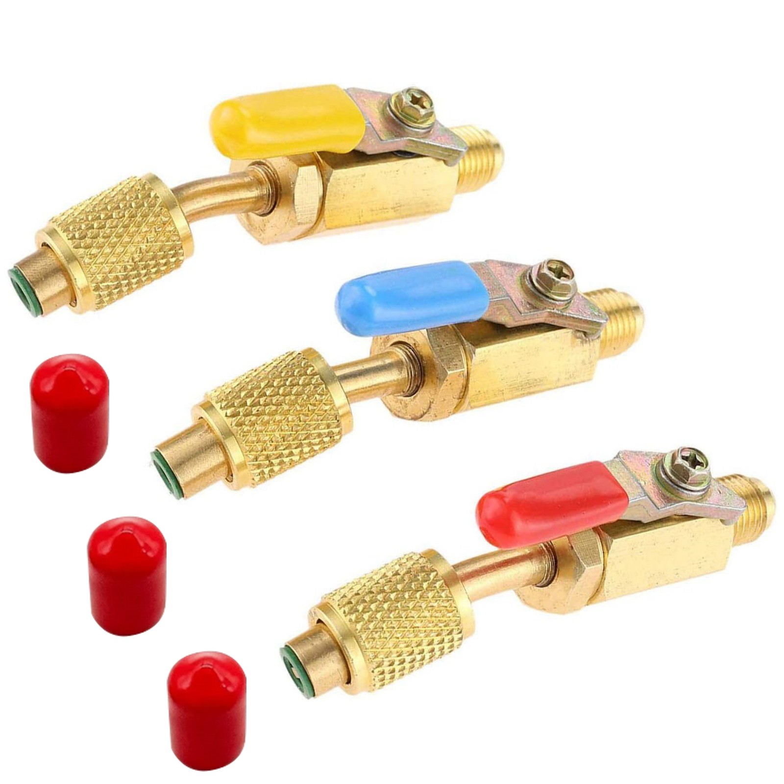 3PCS New Brass Air Conditioning Shut Valve Adapter 1/4\ 3PCS New Brass Air Conditioning Shut Valve Adapter 1/4\
