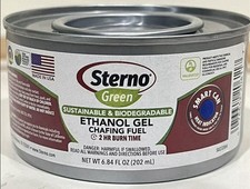 STERNO GREEN ETHANOL GEL CHAFING FUEL 2HR BURN CANNED HEAT #20612-(QTY 3)-6.84oz picture