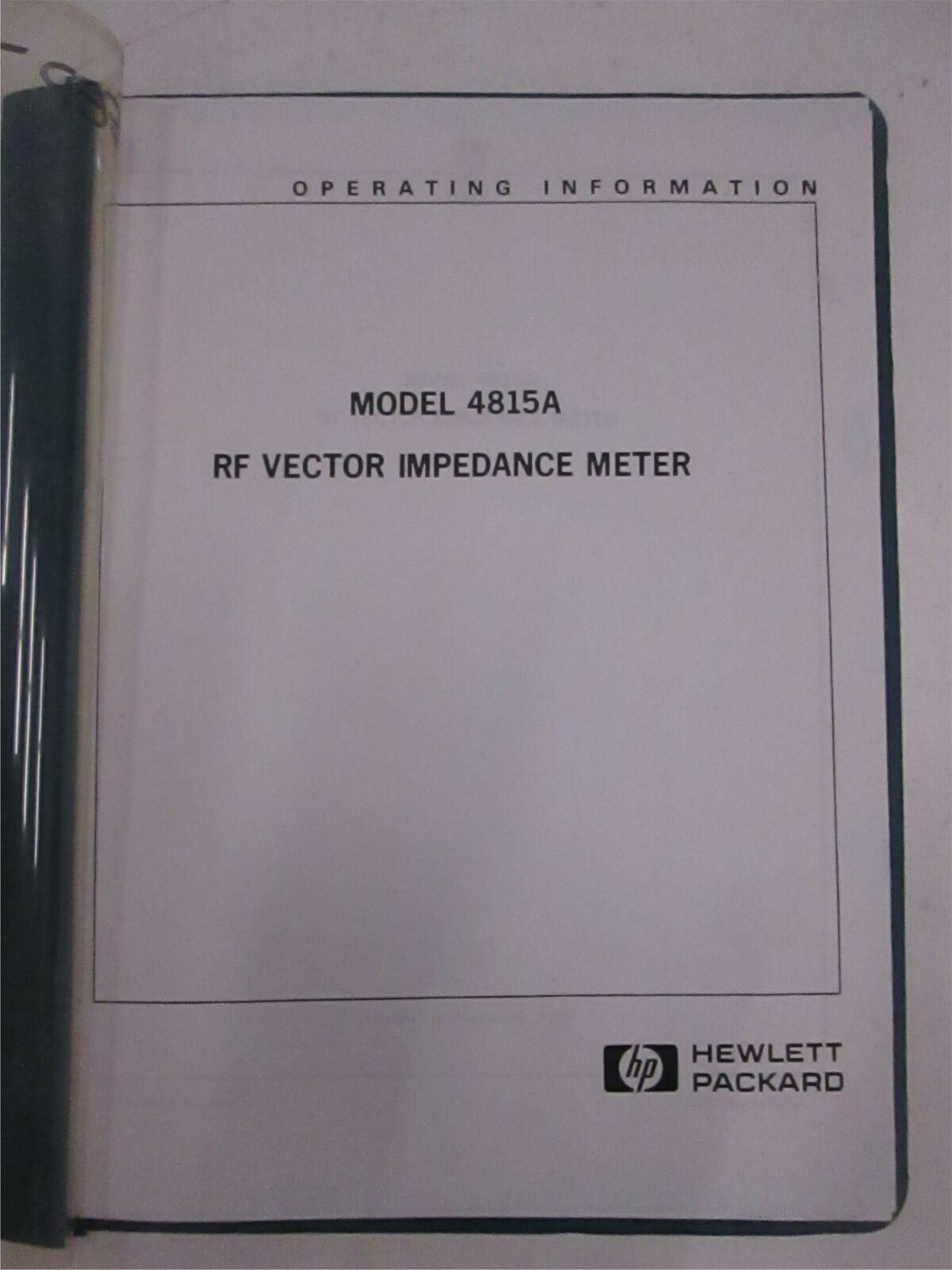 HP Model 4815A RF Vector Impedance Meter Operating Information, Used HP Model 4815A RF Vector Impedance Meter Operating Information, Used