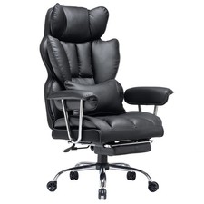 EFOMAO DESK OFFICE CHAIR 400LBS, BIG TALL OFFICE CHAIR, PU LEATHER - BLACK picture