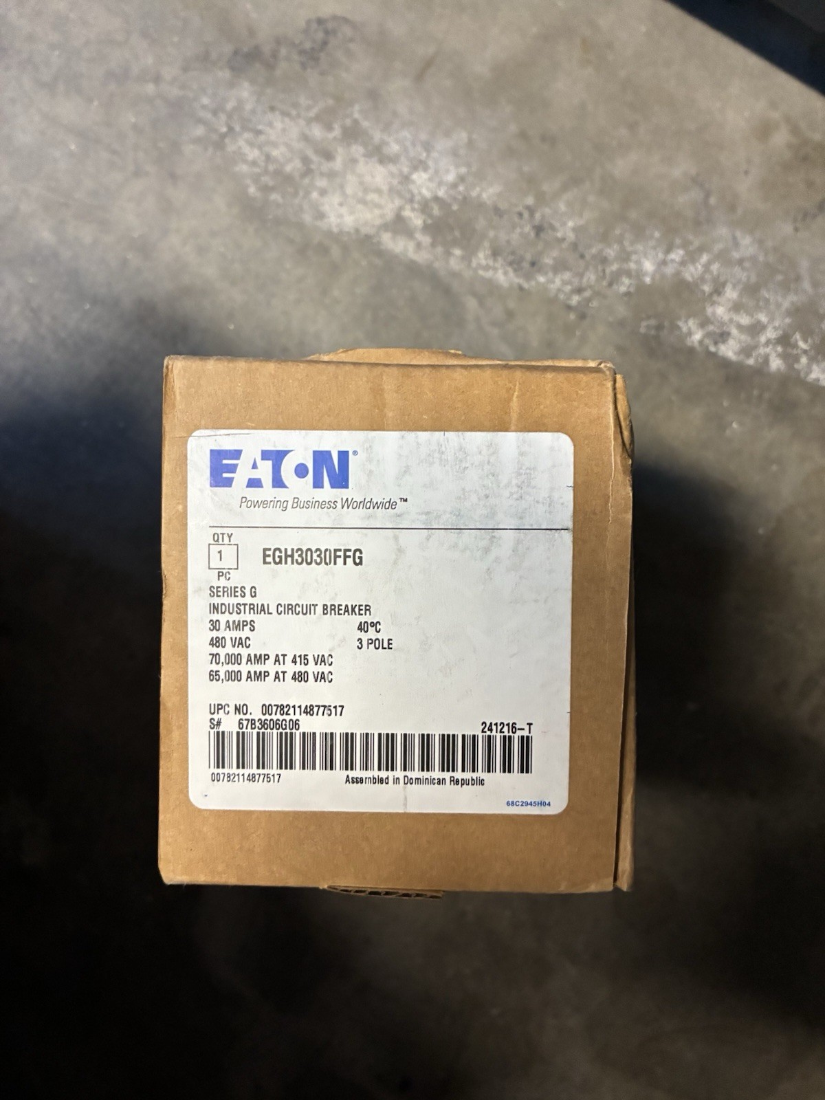 Eaton Series G 3P 30A 240VAC Molded Case Circuit Breaker (EGH3030FFG)